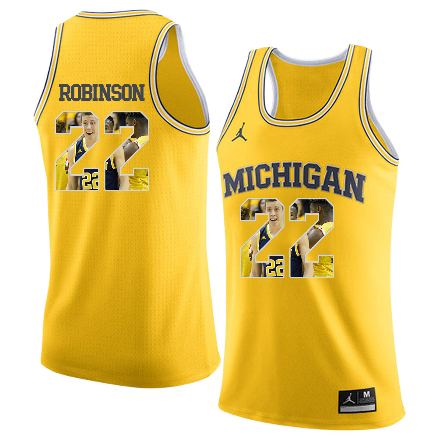 Men Jordan University of Michigan Basketball Yellow #22 Robinson Fashion Edition Customized NCAA Jerseys